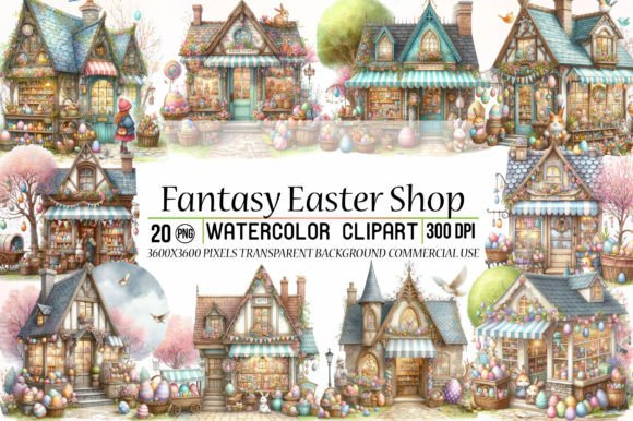 Download Watercolor Fantasy Easter Shop Clipart - Fantasy easter Collection