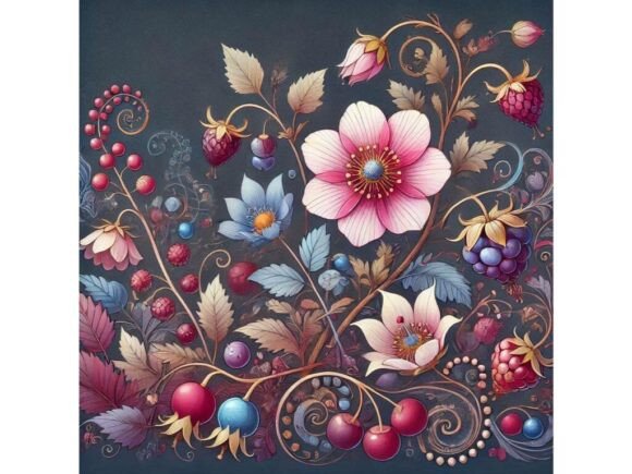 Download Mystical Flowers in Berry Garden - Mystical flowers Collection