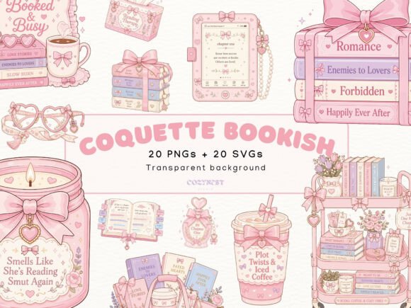 Download Coquette Bookish Cliparts, Romance Books - Cliparts Collection