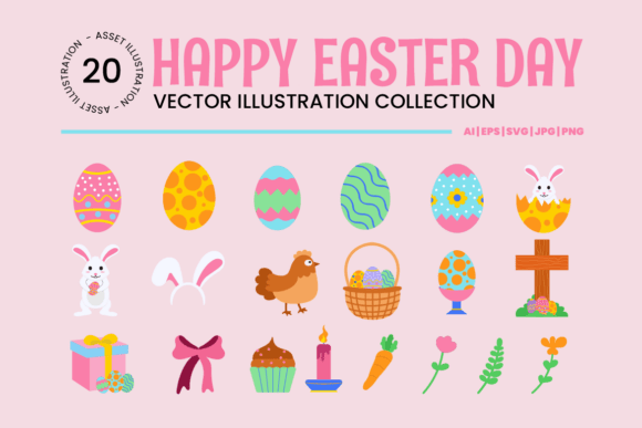Download Happy Easter Day Vector Illustration Set - Easter day Collection
