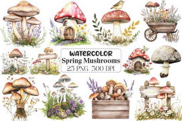 Download Rustic Spring Mushrooms Clipart - Premium Resources