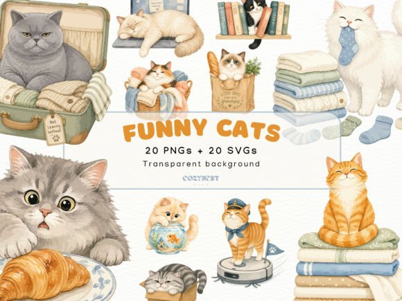 Download Cute Watercolor Mischievous Cat Cliparts - Cliparts Collection