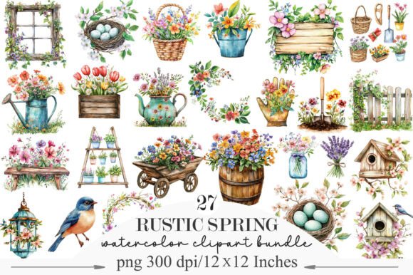 Download Watercolor Rustic Spring Clipart - Rustic spring clipart Collection