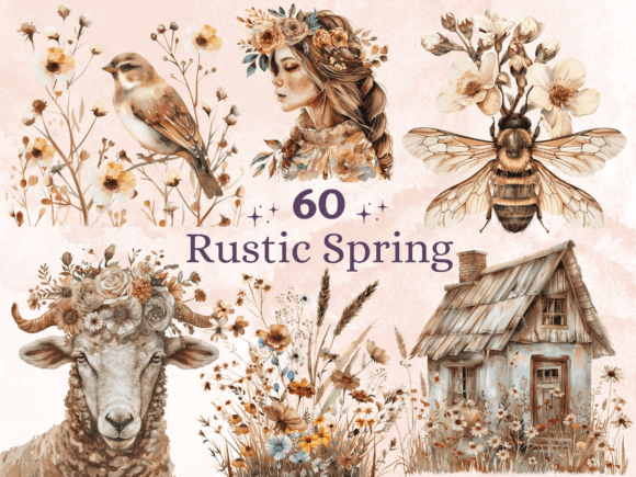 Download Boho Rustic Spring Clipart Sublimation - Rustic spring clipart Collection
