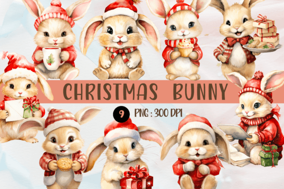 Download Watercolor Christmas Bunny PNG Cliparts - Cliparts Collection